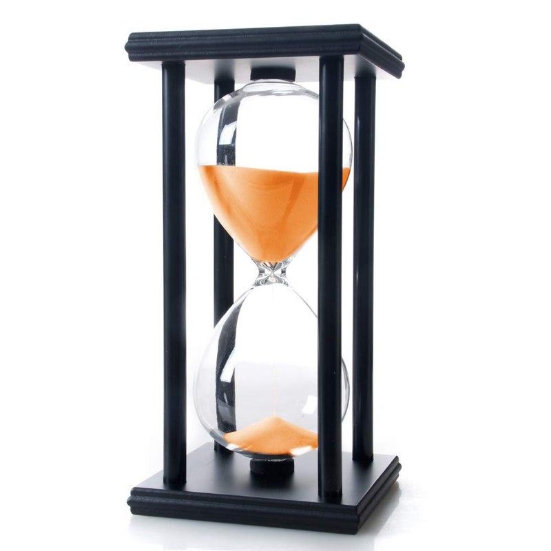 B BELLAWARE Bellaware 60 Minutes Hourglass, Wood Sand Timer, Orange - Image 1